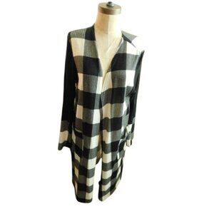 Lilypad Size 2X Plus Size Plaid Longer STRETCH Knit Cardigan Top NWT